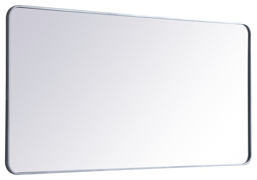 Ellis Soft Corner Metal Rectangular Mirror, Silver, 30"x60"