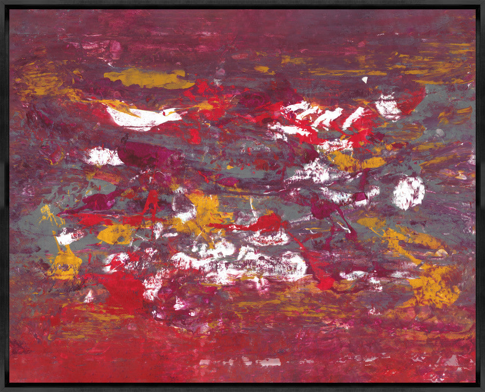 30x24 Deep in Red, Framed Artwork, Black