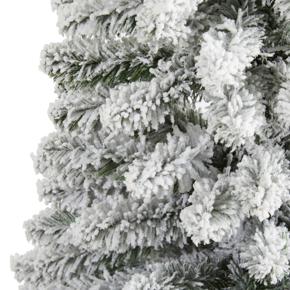6' Flocked Pencil Artificial Christmas Tree With 438 Bendable Branches
