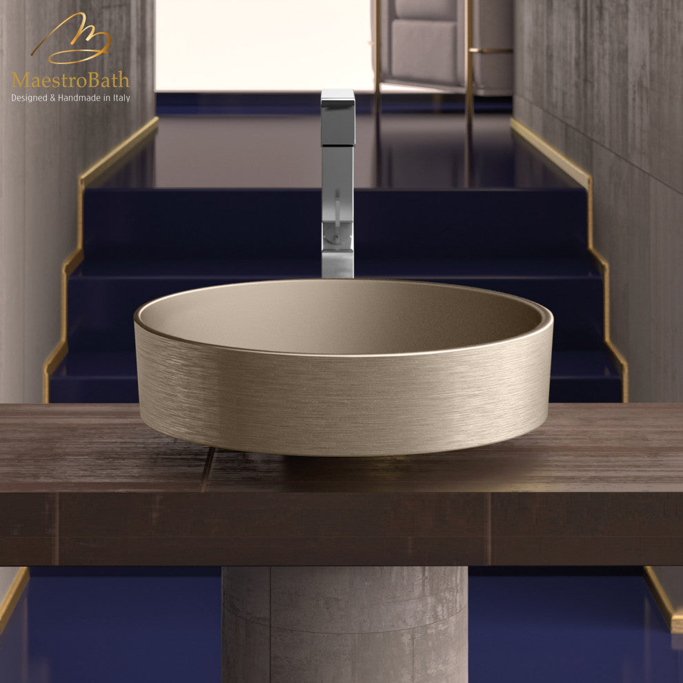Pert Rho Brushed Platinum Vessel Sink