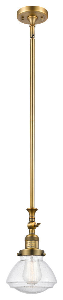 Olean 1-Light Mini Pendant, Brushed Brass, Seedy
