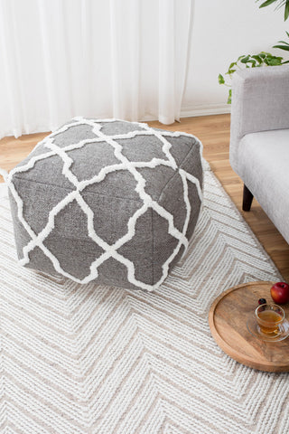 Diamond Joe 24"x24"x17" Gray/Ivory Pouf