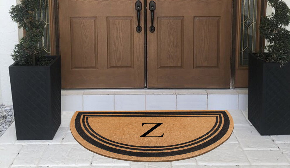 A1HC Natural Coir Flock Monogrammed Door Mat for Front Door, 30x60, Z
