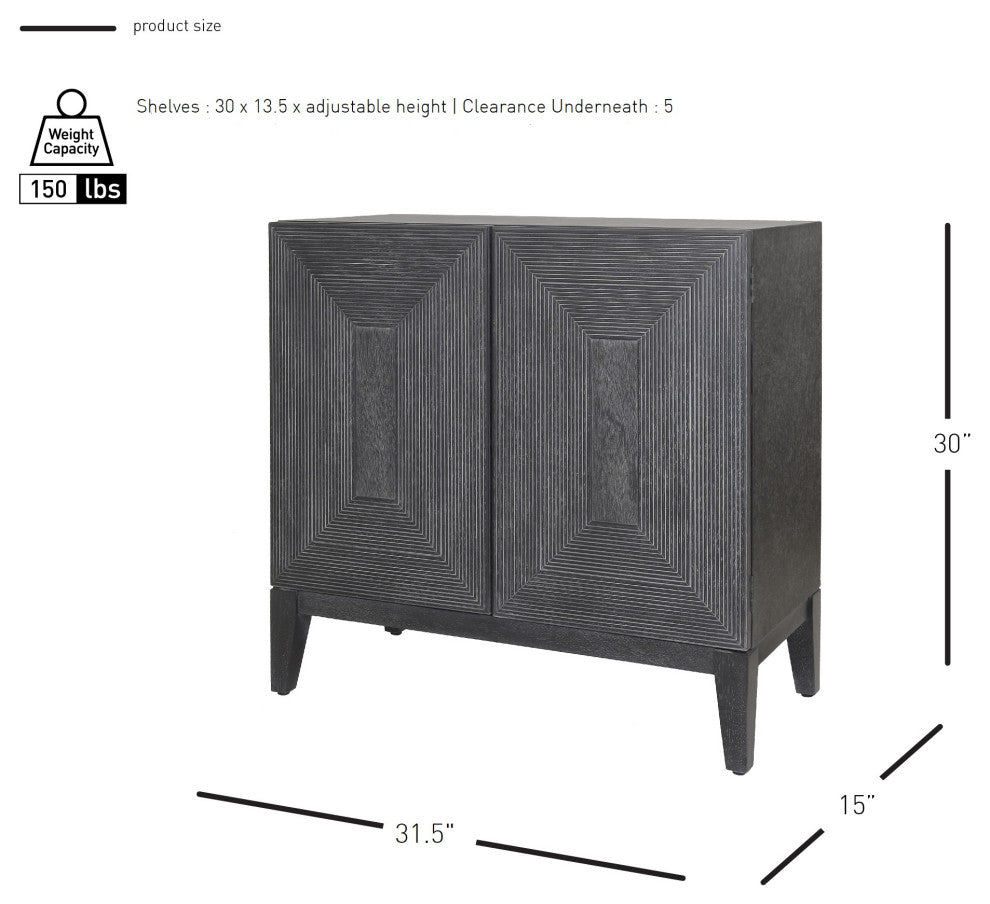 Covey Cabinet 2 Doors, Brushstroke Black