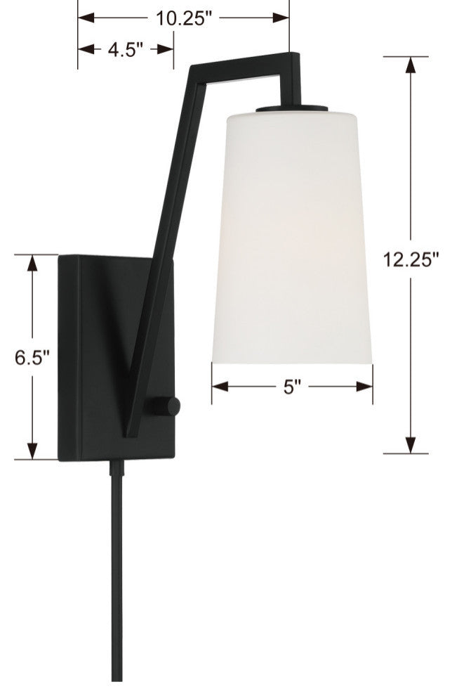 Avon 1 Light Matte Black Wall Mount