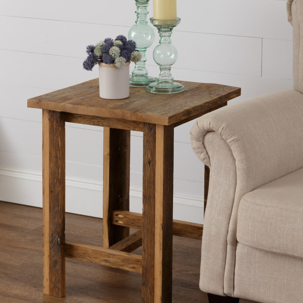 Reclaimed Oak End Table, Natural