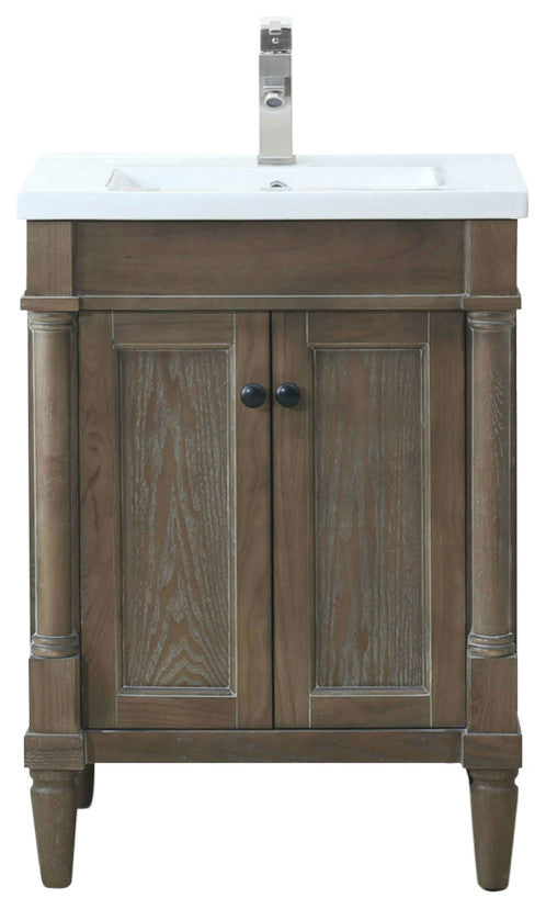24" Weathered Gray Sink Vanity, No Faucet