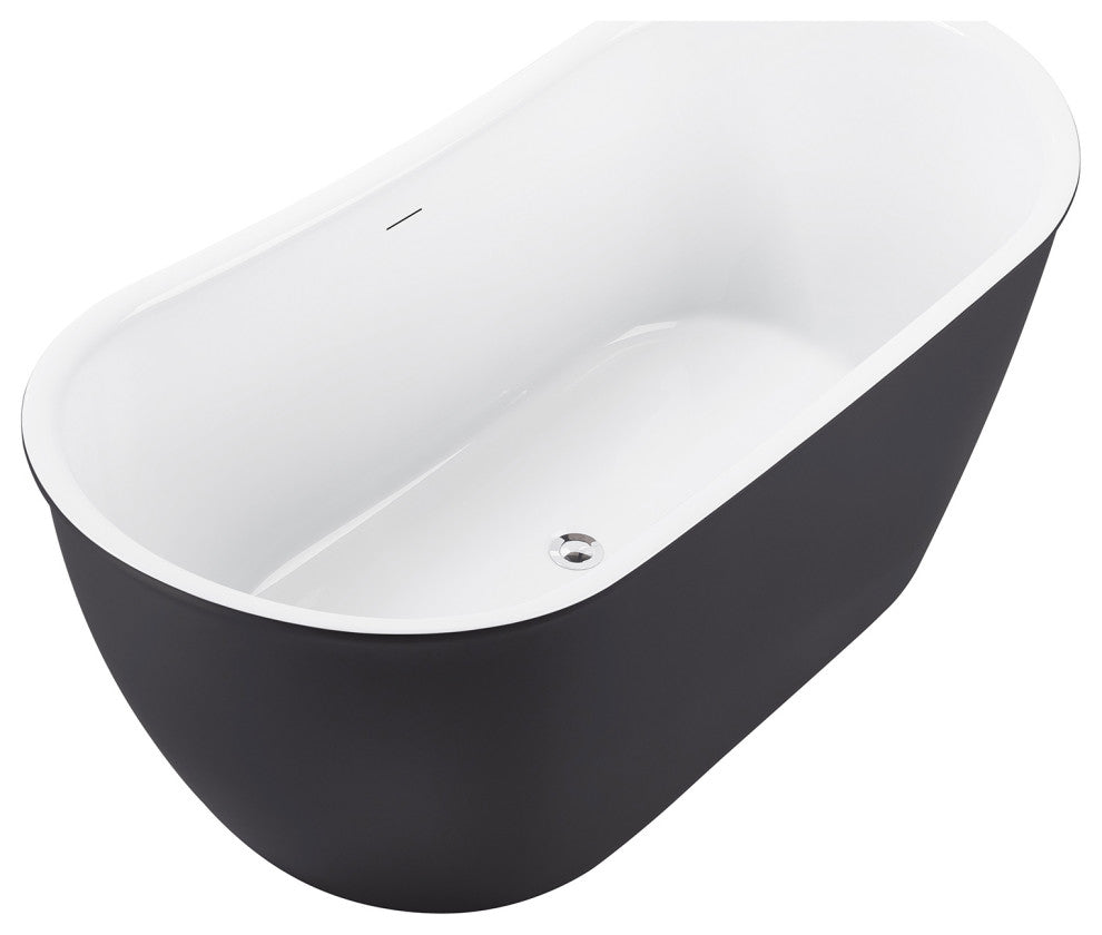 59" glossy Acrylic Flatbottom Oval Freestanding Non-Whirlpool Soaking Bath