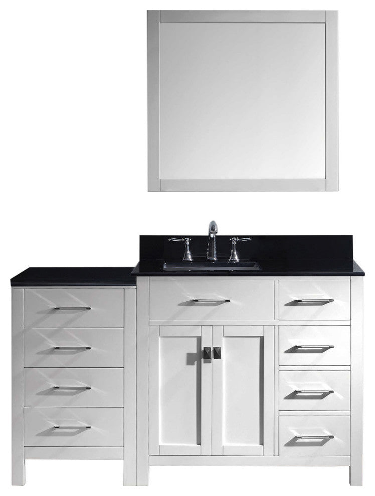 Caroline Parkway 57" Single Bathroom Vanity Set White, Granite Top