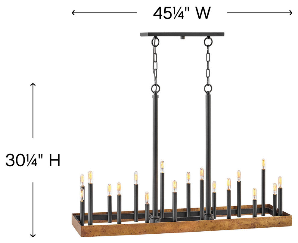 Hinkley Wells Large Eighteen Light Linear, Weathered Brass