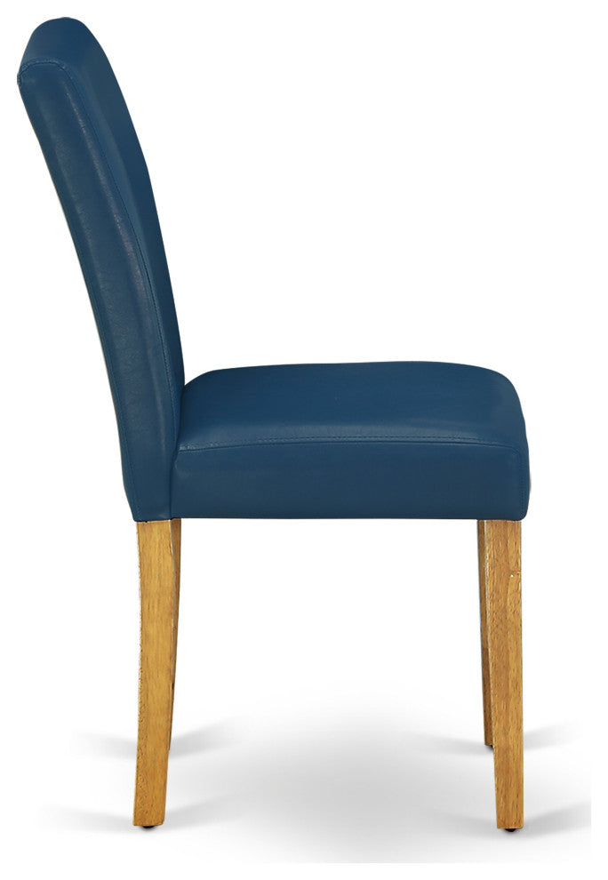 5 Pc Dining Set, Oak Table, 4 Oasis Blue Pu Leather Chairs, Oak Finish