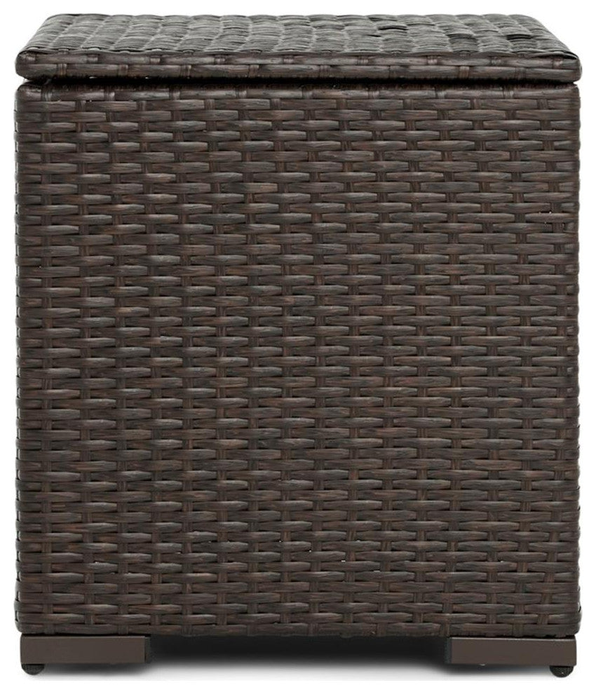 Serta Laguna Wicker Patio Storage Side Table in Brown