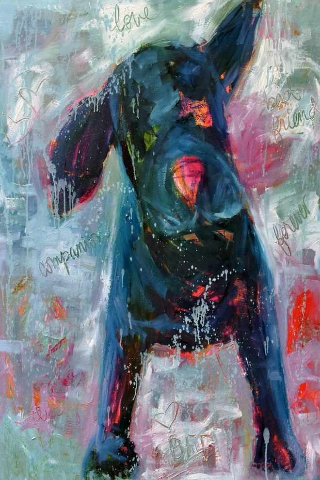 "Funky Pup" Painting Print on Wrapped Canvas, 24"x36"