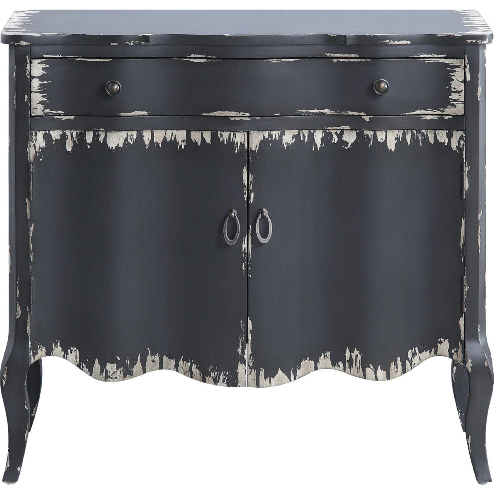 Accent Cabinet With One Shelf and a Drawer, Antique Gray Finish