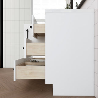 Victoria 42" Solid Wood Bath Vanity Right Side Drawers, Glossy White