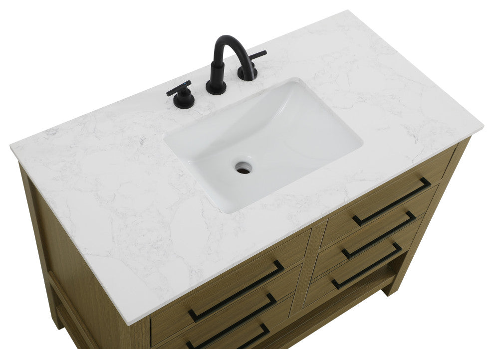 Home Living 42" Single Bathroom Vanity, Chestnut Brown