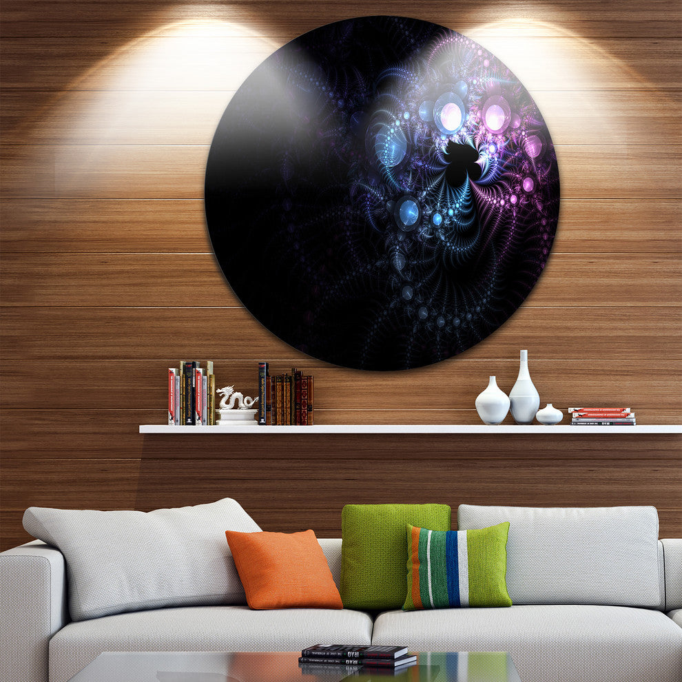 Colorful Thorny Pattern In Dark, Floral Large Disc Metal Wall Art, 11"