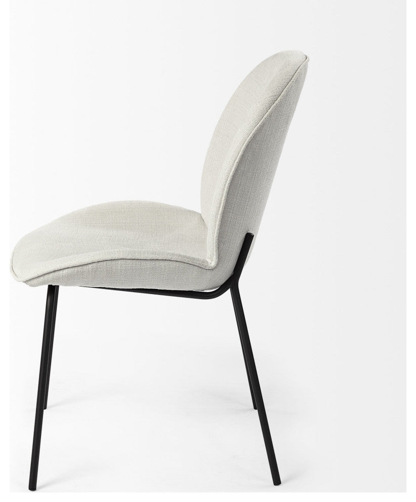 Black and White Flaired Seat Fabric Dining Chair
