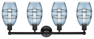 Edison-Vaz 4-Light 33" Bath Vanity Light, Matte Black, Princess Blue