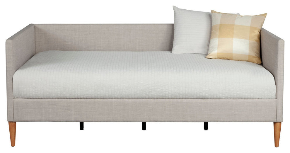 Benzara BM261846 Twin Daybed With Wooden Frame and Fabric Upholstery, Gray