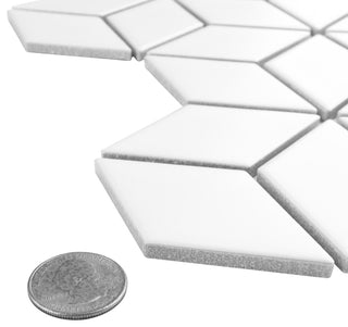 Metro Rhombus Mosaic Floor and Wall Tile, Matte White