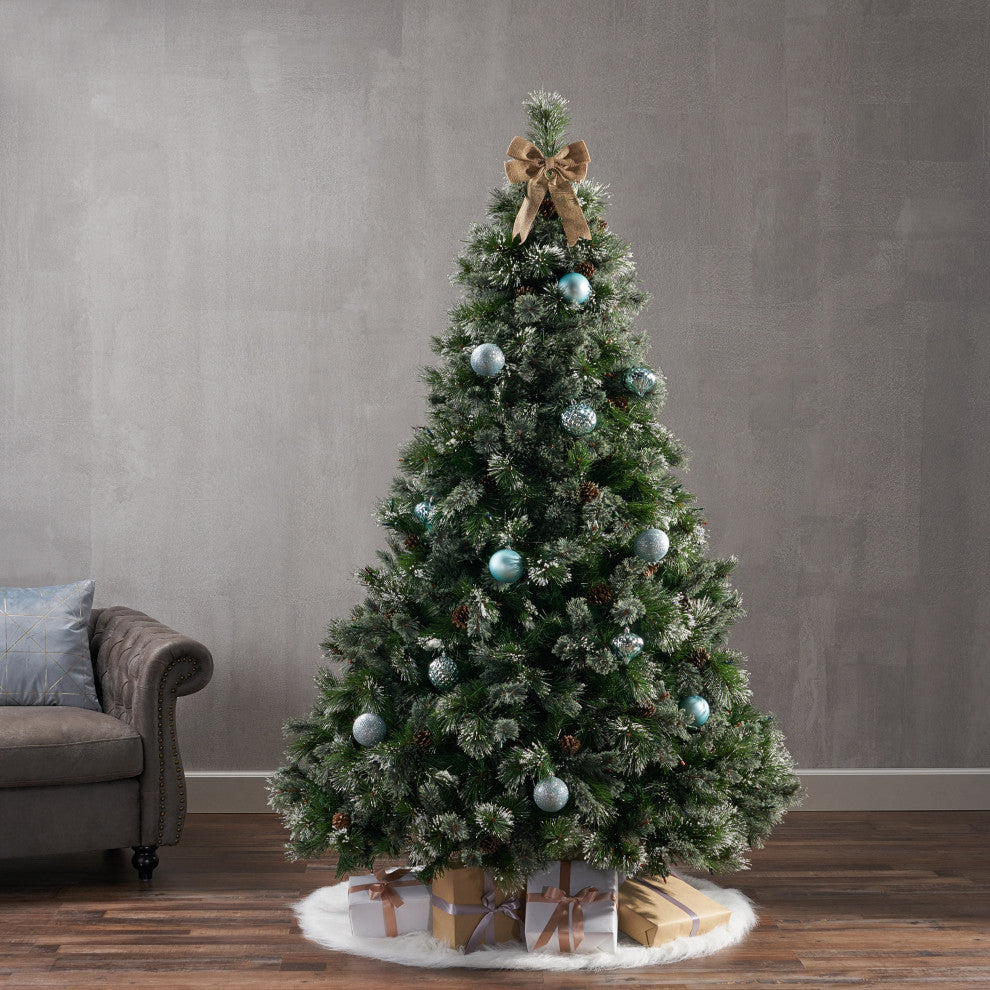 Jody 7' Pine and Mixed Spruce Artificial Christmas Tree, Pre-Lit Multi-Colored