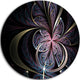 Dark Blue Fractal Butterfly Flower, Floral Round Metal Wall Art, 11"