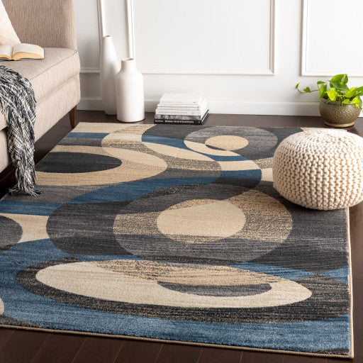 Surya Riley RLY-5107 6'7"x9'6" Rug, Denim/Sky Blue/Gray/Beige/White