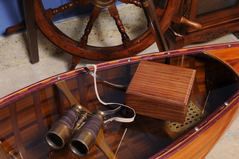 Binocular W Leather Overlay In Wood Box