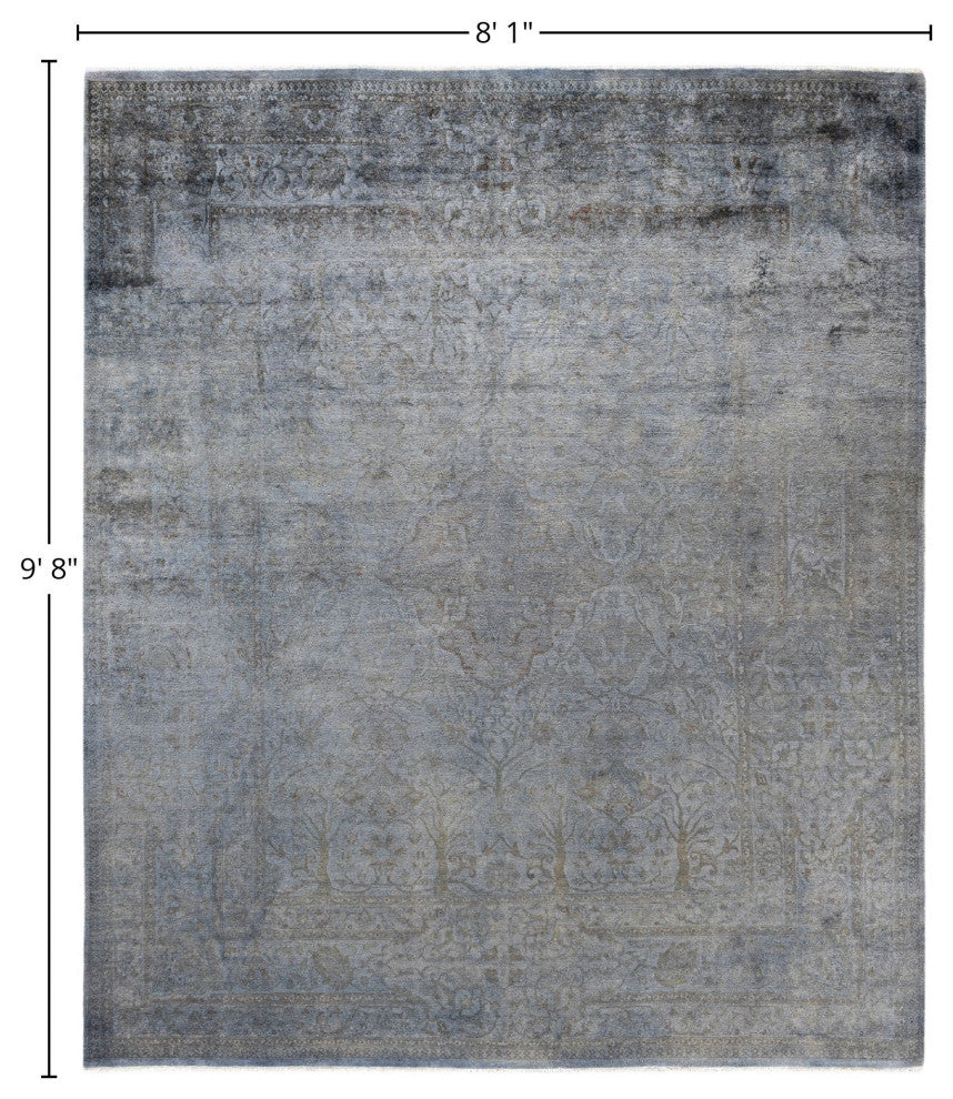 Overdyed One-of-a-Kind Hand-Knotted Area Rug Gray, 8' 1" x 9' 8"