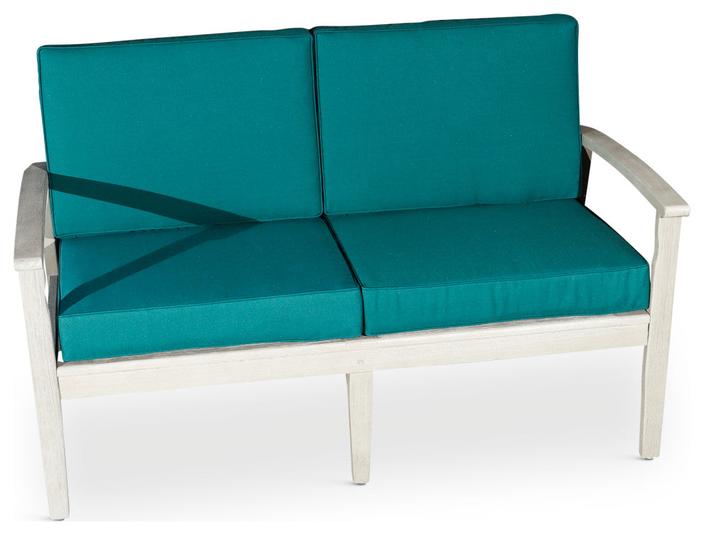 DTY Outdoor Living Longs Peak Eucalyptus Loveseat w/ Cushion, Driftwood Gray, Da