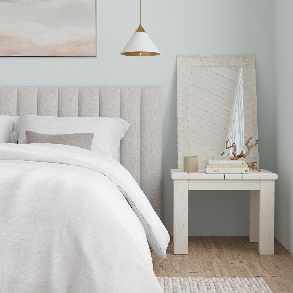 Capiz Seashell Mosaic Rectangular Decorative Wall Mirror, Pearlescent White