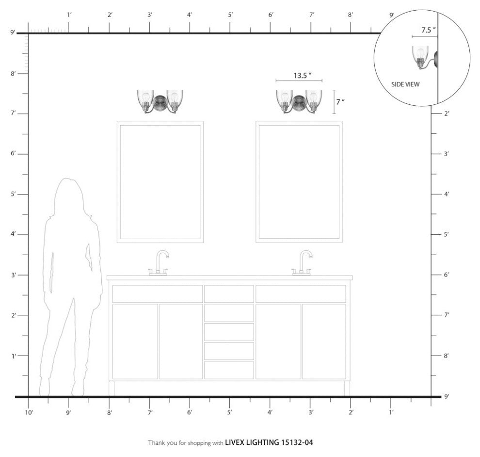 Montgomery 2 Light Black Vanity Sconce