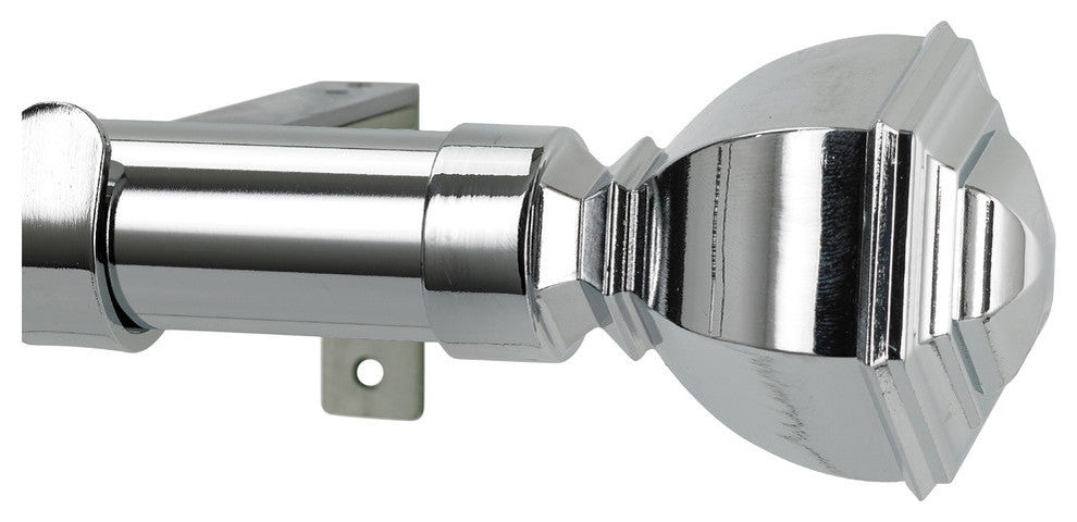 Venice Non-Telescoping Curtain Rod, Chrome, 72''