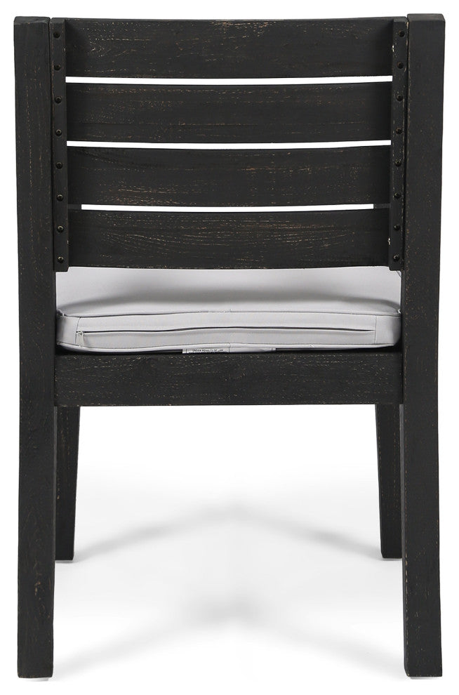 GDF Studio Arely Outdoor Acacia Wood Dining Chairs, Set of 2, Light Gray