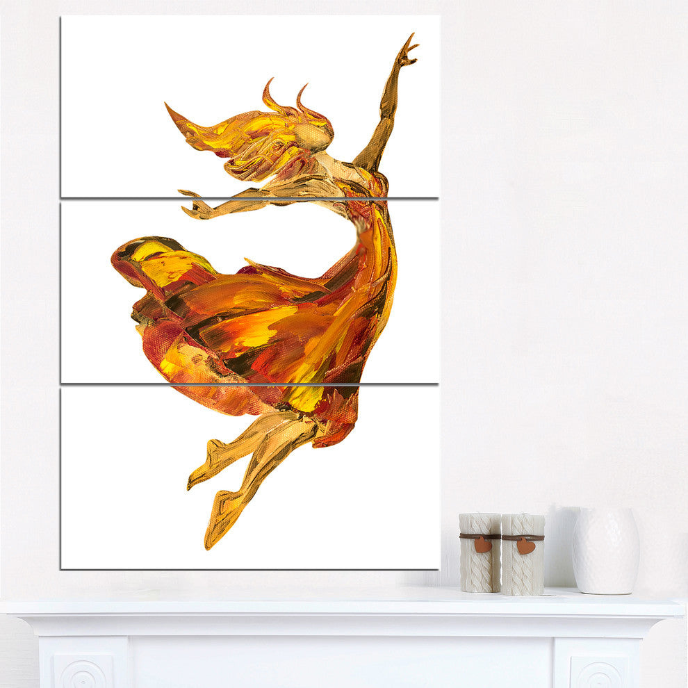 "Fire Ballerina" Glossy Metal Wall Art, 3 Panels, 28"x36"