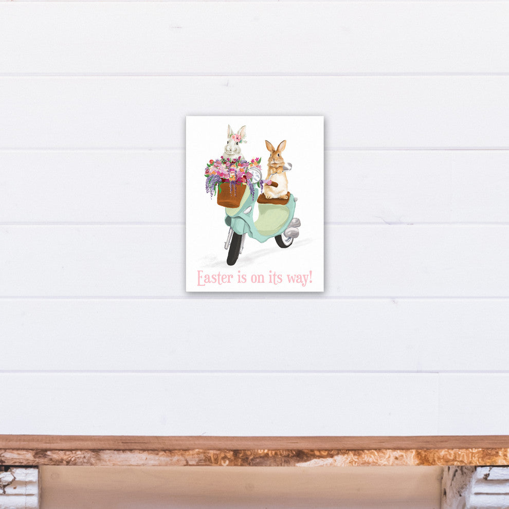 Easter's On Its Way Scooter 11x14 Canvas Wall Art