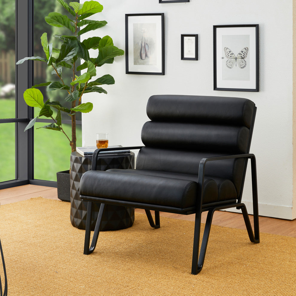 Set of 2 Modern Wavy Leatherette Accent  Chair