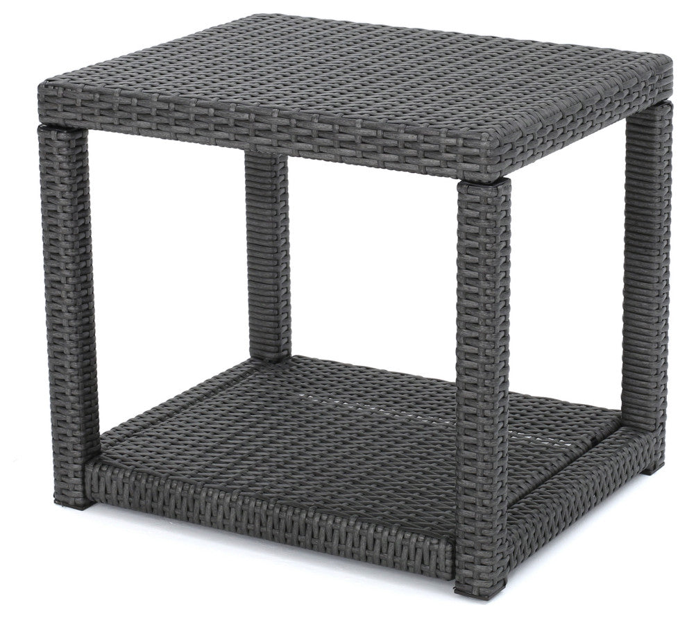 GDF Studio 3-Piece Hogan Outdoor Wicker Chat Set, Gray
