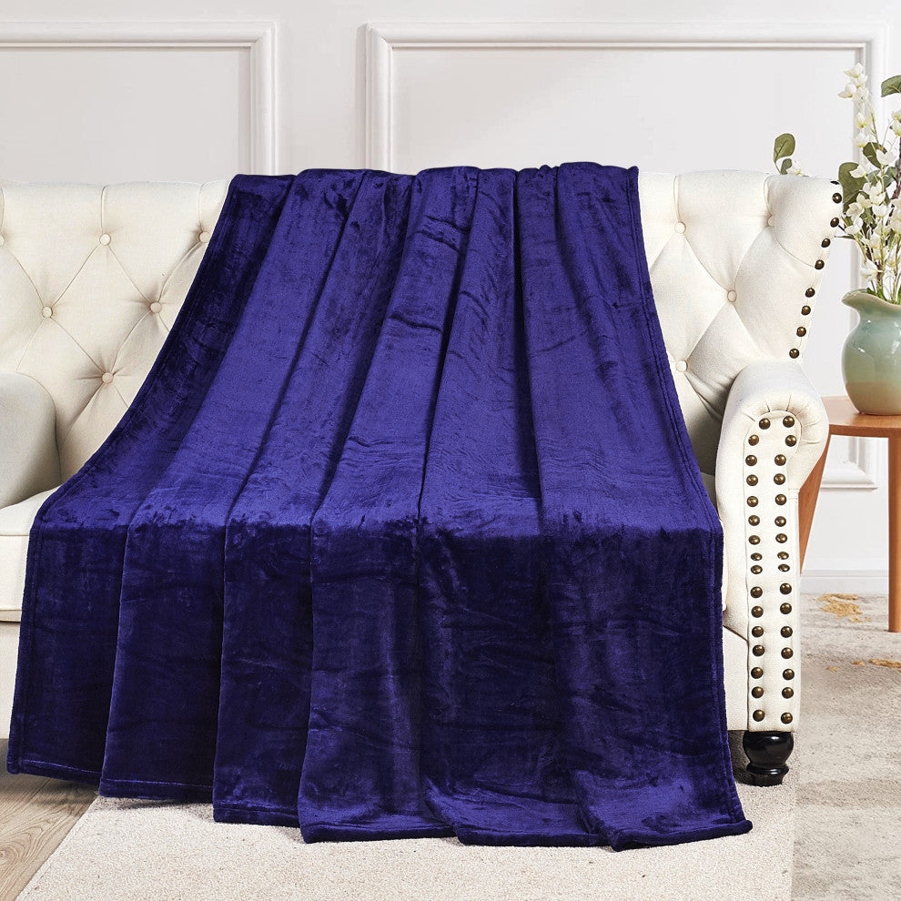Christmas Solid Flannel Fleece Blanket, Blue, Twin