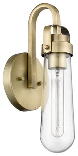 Retro Industrial 1 Light Wall Sconce in Aged Brass