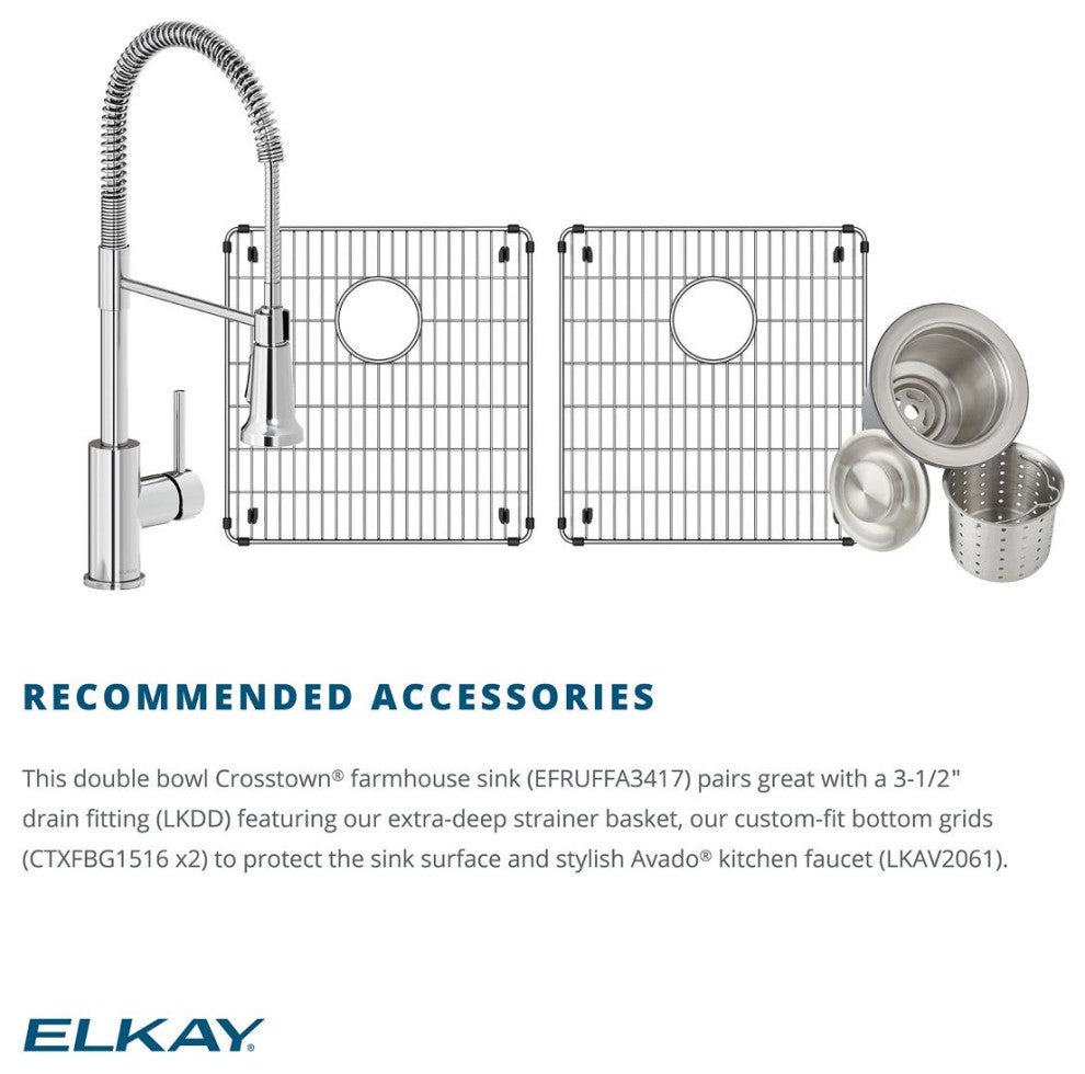 EFRUFFA3417 Elkay Crosstown 16 Gauge Stainless Steel Tall Farmhouse Sink