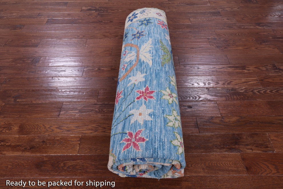 9' 2" X 12' 1" Hand-Knotted Turkish Oushak Wool Rug - Q15612