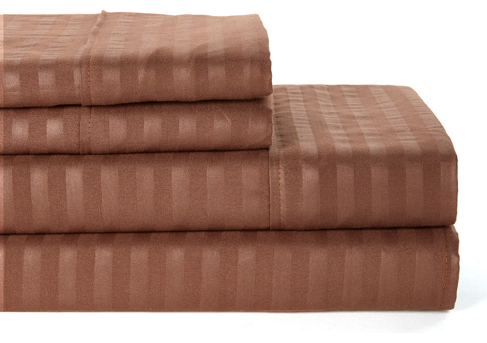 Lux Decor Collection Ultra-Soft Luxury 4 Piece Bed Sheet, Brown, King