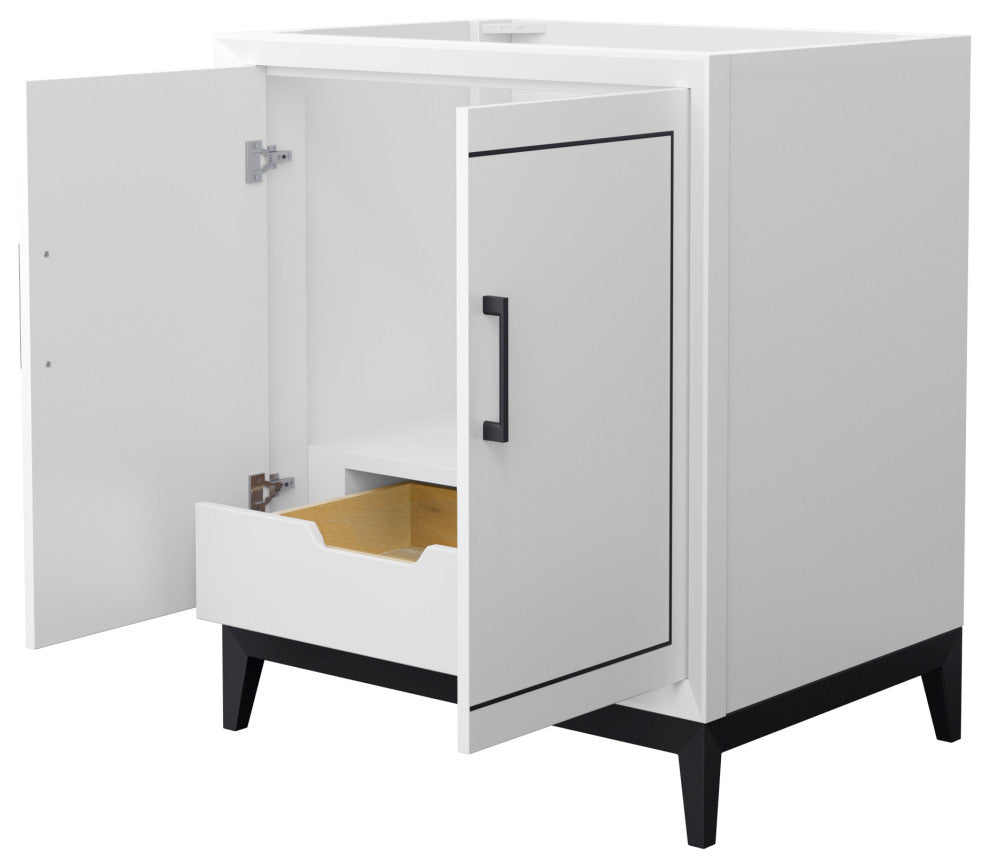 Marlena 30" Single Vanity, No Top, No Sink, Black Trim