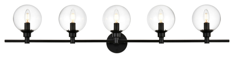 5 Light Black And Clear Bath Sconce