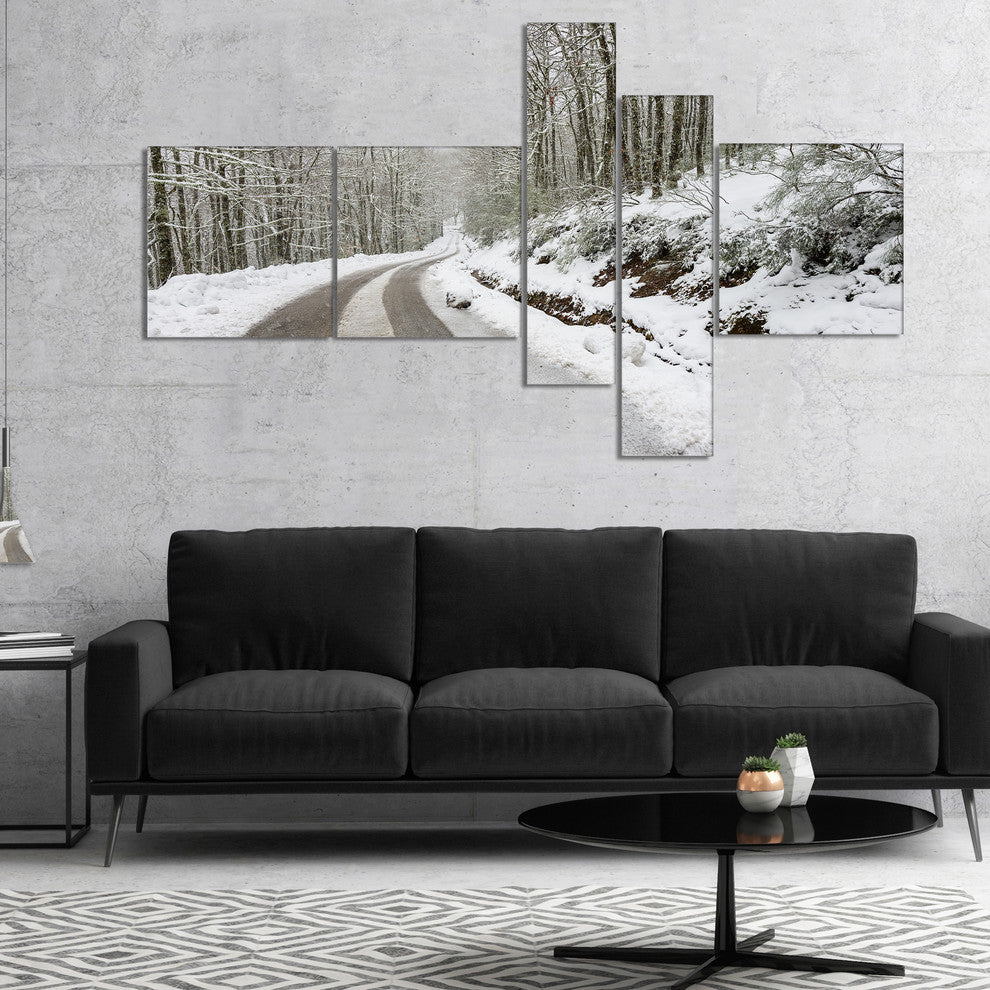 Snow Storm at Piornedo Spain, Landscape Canvas Art, 60"x32", 5 panels