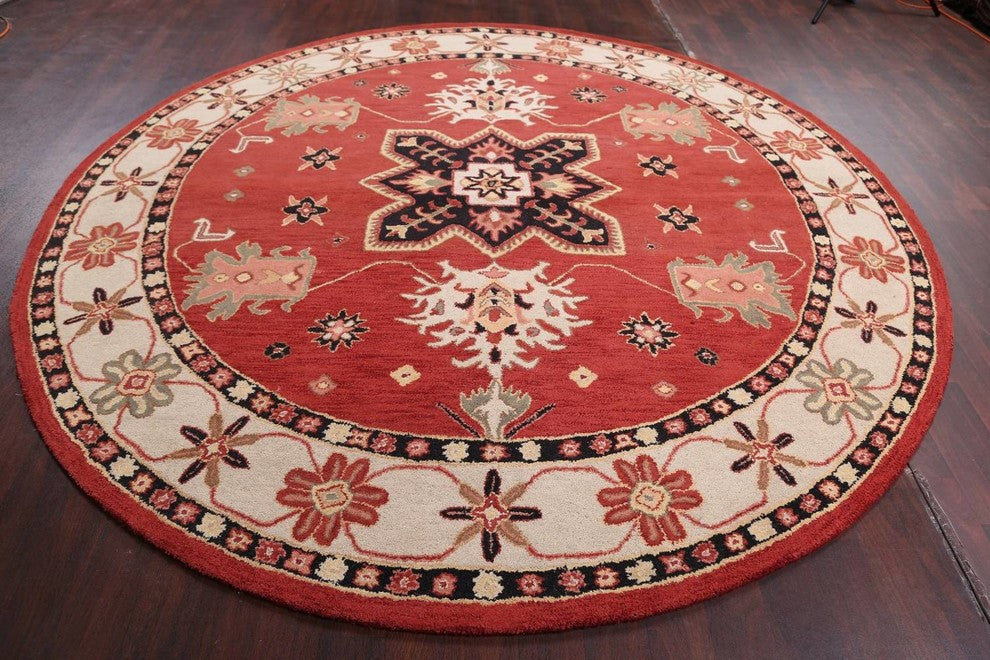 Hand-tufted Agra Oushak Oriental Wool Area Rug, Round 10'