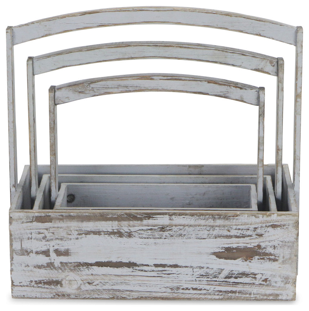 3-Piece Washed Wooden Storage Container Set