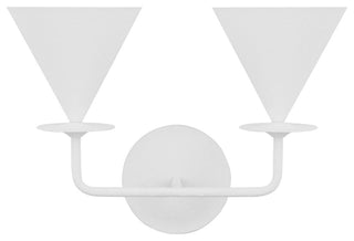Cornet Casual 2-Light Indoor Wall Double Sconce, Cast Plaster Matte White